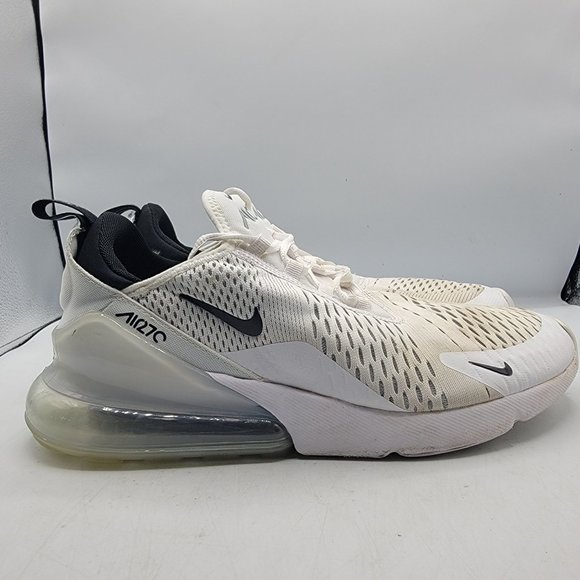 Nike Air Max 270 Mens 9 White Black Running Athletic Comfort Shoes AH8050-100 - Picture 7 of 15